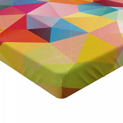 Spannbetttuch, polygonal Arrangement, Geometrisch, Mehrfarbig