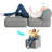 Sit-down Comfort Wowmax Folding Lazy Floor Sofa for Adults, Linen Convertible Bed Couch Cozy Large Fold Out Chair Bed Grey, Floor Recliner Loung Sofa with Headrest Pillow Bedroom Living Room Balcony Compression