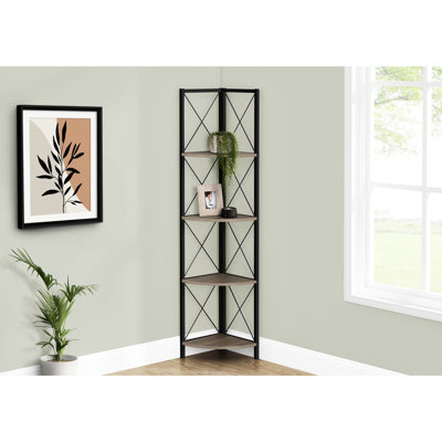 Bibliothèque à 4 niveaux pour plantes - Taupe et style contemporain avec cadre en métal noir