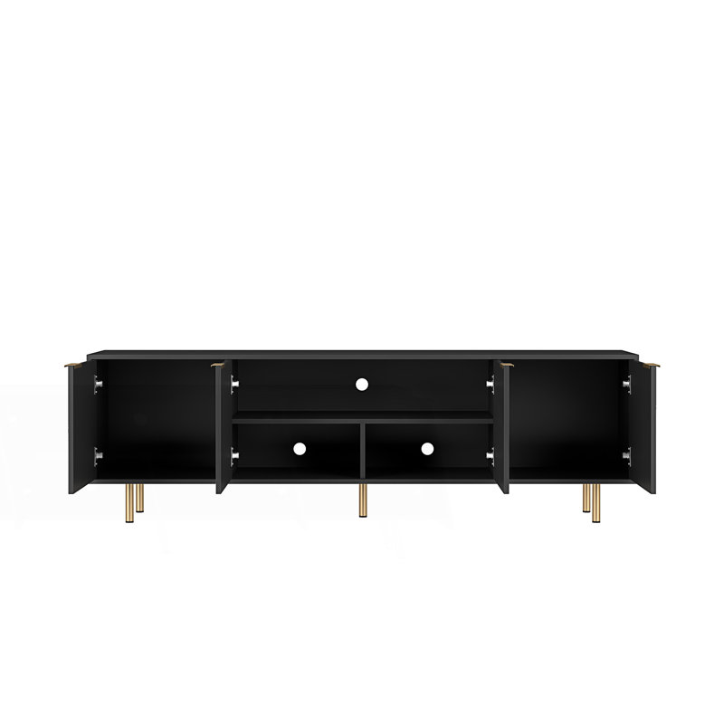 Meuble télé moderne, meuble audio-vidéo avec portes de rangement et armoire d'appoint