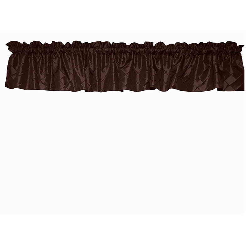 Brown Pintuck Taffeta 52'' Wide Rod Pocket Window Valance