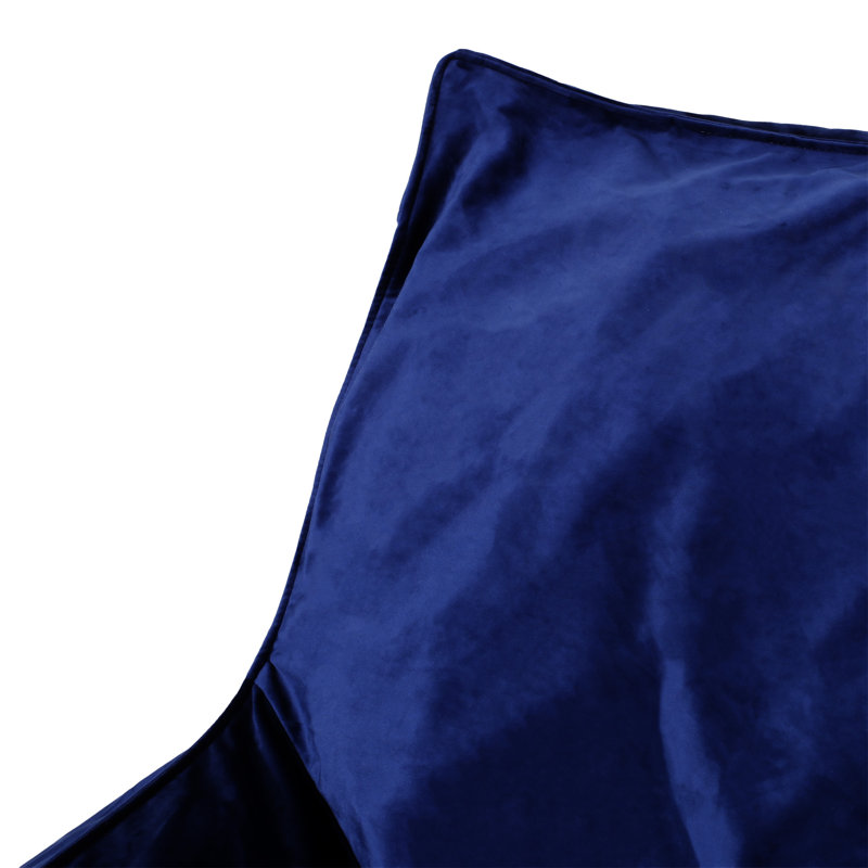 Allea Velveteen Bean Bag Chair With Armrests, Blue Solid Velvet