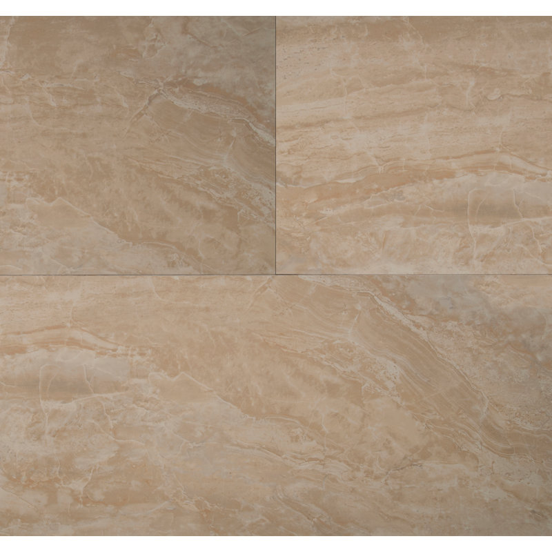 Carreau de plancher et de mur en porcelaine polie aspect pierre 12 po x 24 po Windsor Sienna
