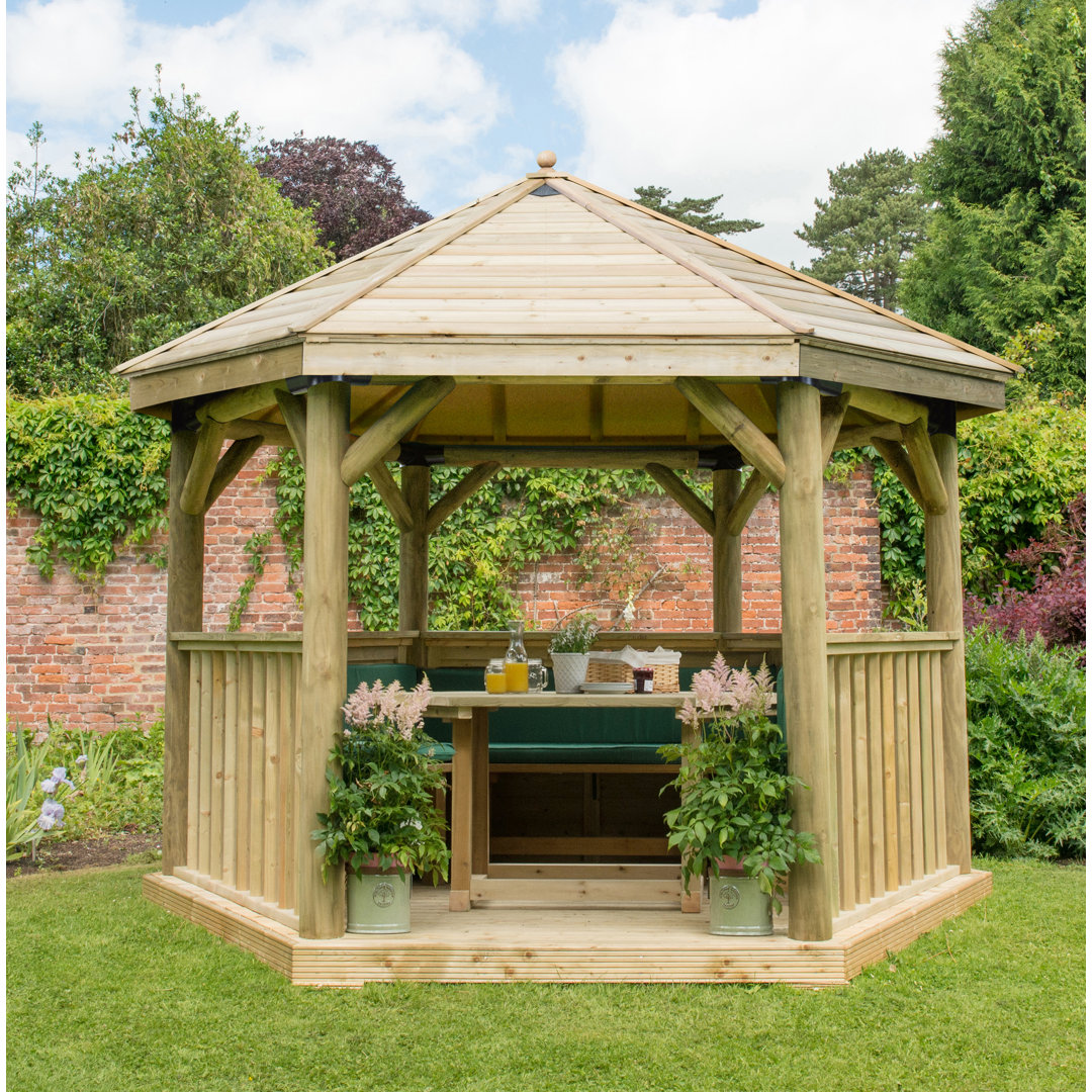 Furnished 3.8m x 3.3m Wooden Gazebo with Timber Roof with Installation Service