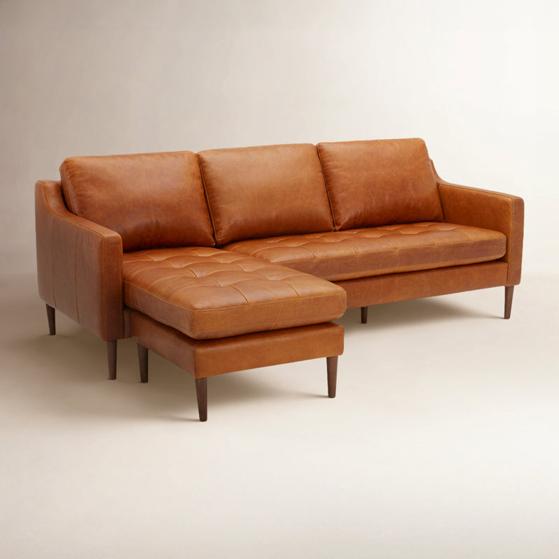 Canapé modulaire réversible en cuir véritable Daylen, Cuir véritable brun moyen