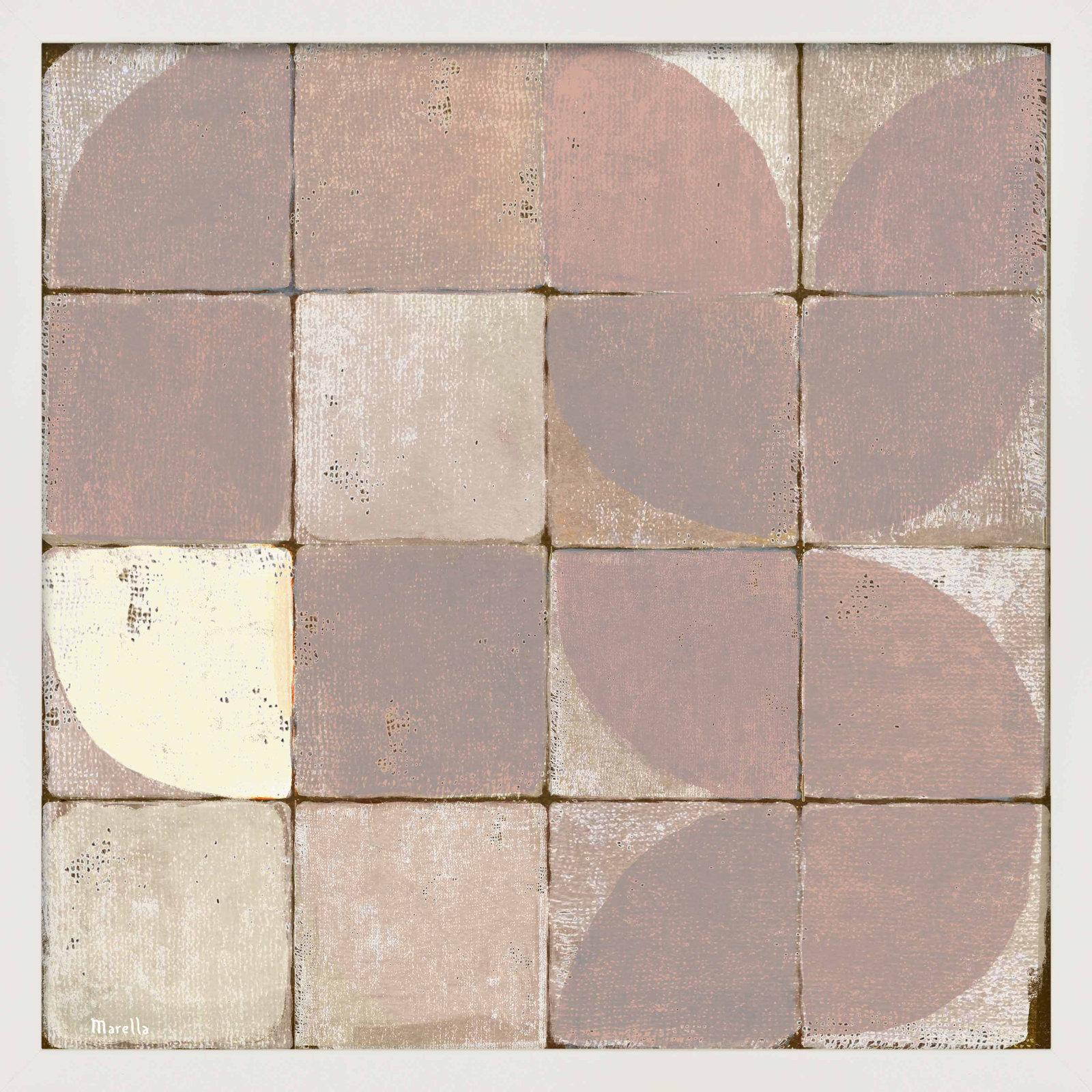 Tiles 3 by Marco Marella for Studio M - Framed Wall Art, 24" H x 24" W, Paper, White
