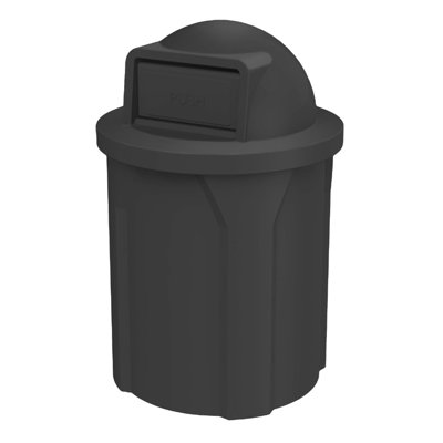 Campus Collection 42 Gallon Circle 100% Recycled Plastic Heavy Duty Indoor Or Outdoor Commercial Trash Can With Push Open Dome Lid And Internal Liner - Great For Schools And Businesses - Black