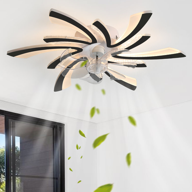 Eufelia 31" 7 - Blade Modern Indoor Dimmable LED Ceiling Fan with Light, Can Remote or APP