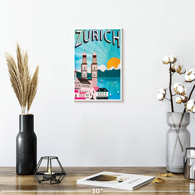 Affiche zurichoise de Zurich, H 12 po x l 8 po