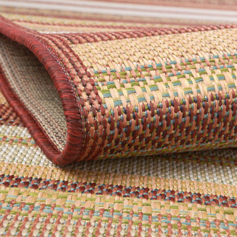 Tapis d'intérieur / extérieur bourgogne / beige Terrill, Rectangle 7 pi 10 po x 10 pi