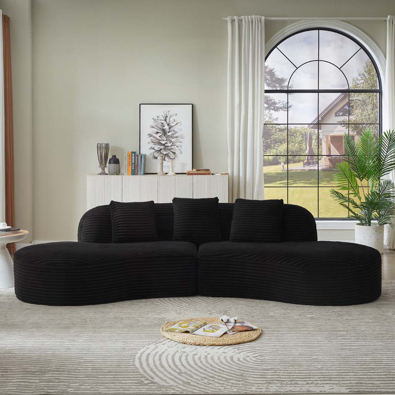 Canapé modulaire rembourré Corduroy, Noir