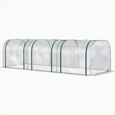 10' X 3' X 2.5' Mini Greenhouse, Portable Tunnel Green House With Roll-Up Zippered Doors, UV Waterproof Cover
