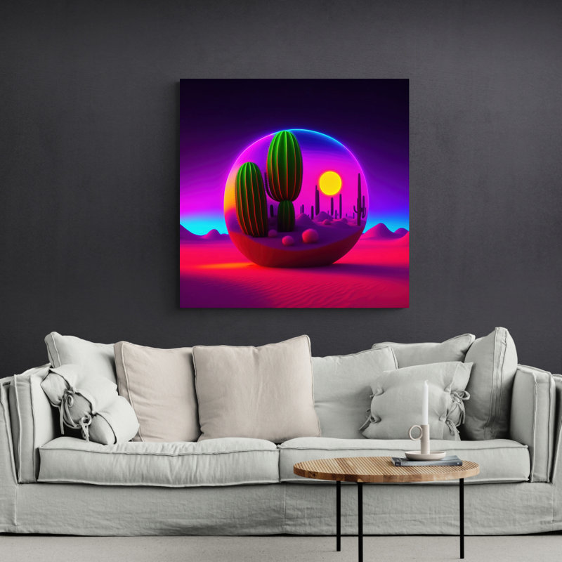 «Unreal Neon Cactus Two» par Stephen Chambers, impression sur toile tendue, L 30 po x H 30 po