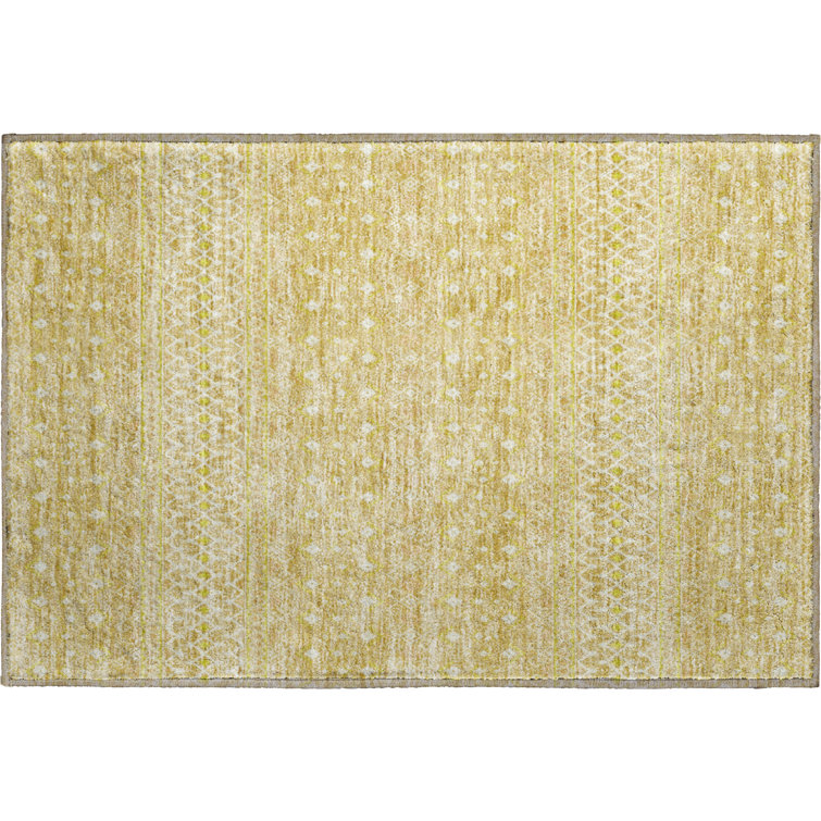 Premium Machine Washable Prisco Gold Rug