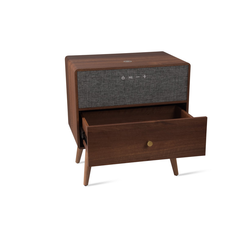 Lokken End Table with Built-In Outlets, Walnut