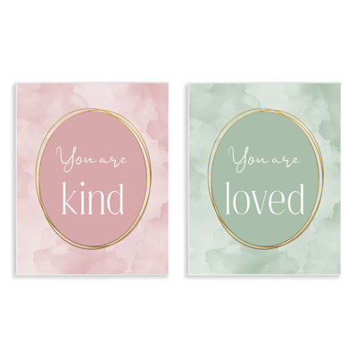 Pastel Golden Affirmations 2pc Wall Plaque Set, design by Christine Simpson Art