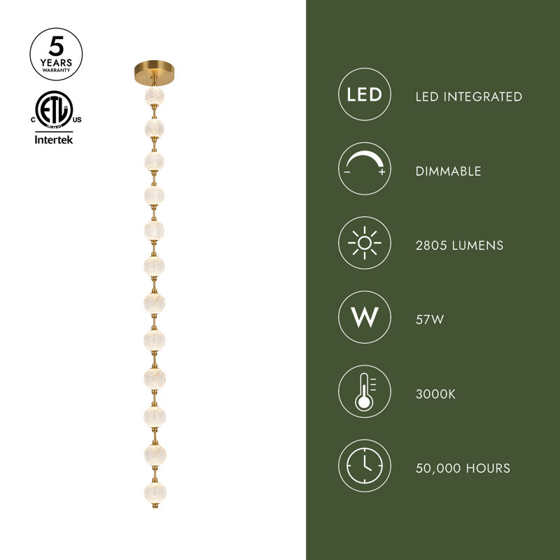 Marni 12 - Light Unique/Statement Pendant, Natural Brass