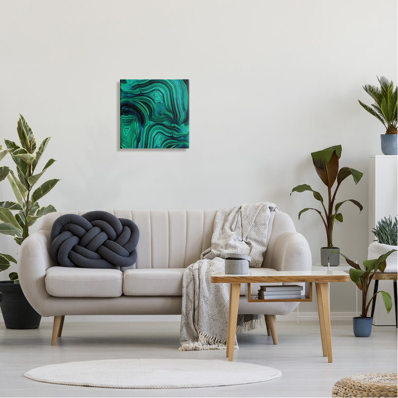 «Green and Blue Malachite Abstract» par Danielle Carson, impression sur toile tendue, H 17 po x l 17 po x P 1,5 po