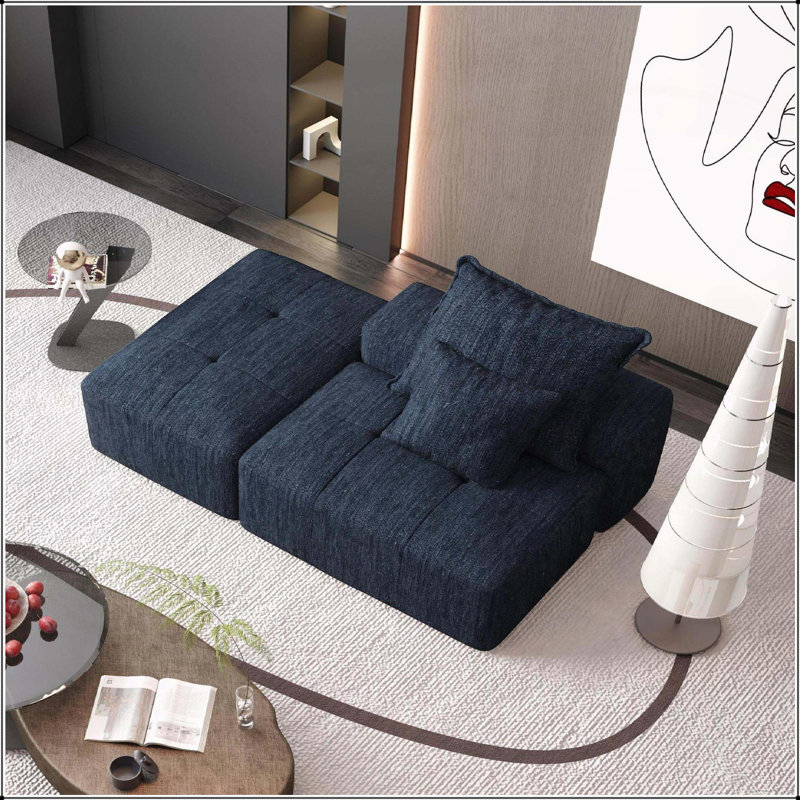 Canapé modulaire surdimensionné surdimensionné, tissu chenille scintillant, coussin moelleux, 2 coussins, aucun assemblage requis