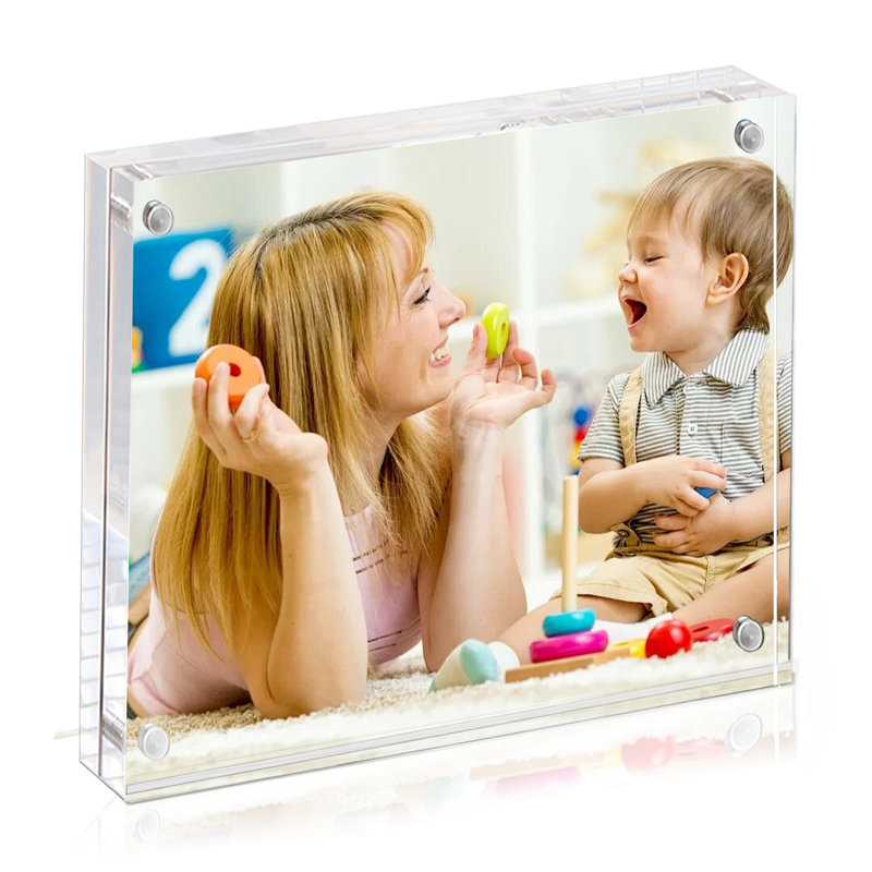 Cadres photos en acrylique de 8 x 10 pouces, cadres transparents magnétiques à double face, cadres photo de bureau en acrylique autoportants sans cadre 8 x 10 pour la présentation de table de maison / bureau