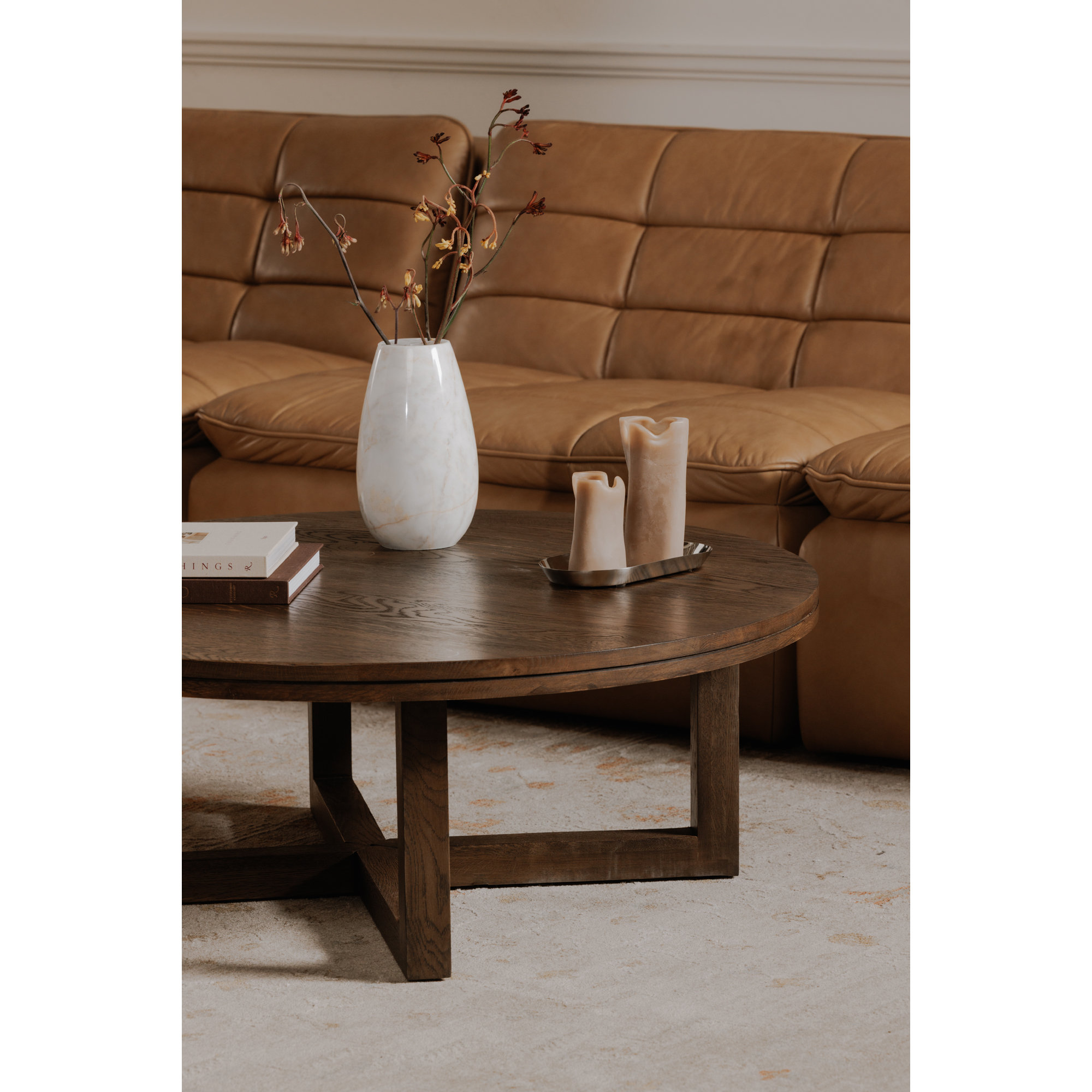 Solid Wood Single Coffee Table, Dark Brown