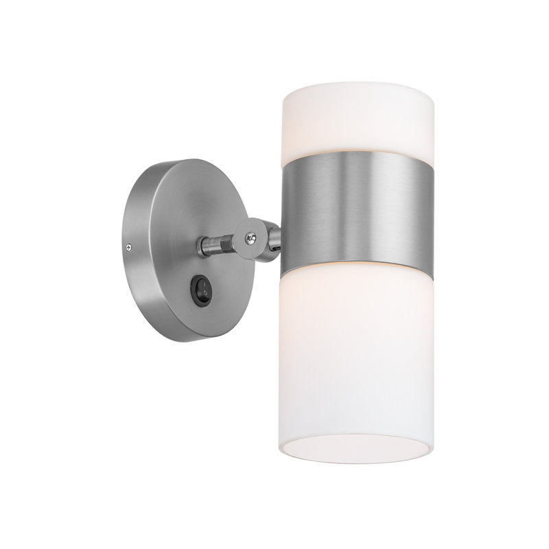 Brushed Nickel Opal Glass Dimmable LED Swing Arm Sconce
