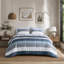 Ensemble de couette rayée avec draps - Bleu/Gris - Grand lit-134728556