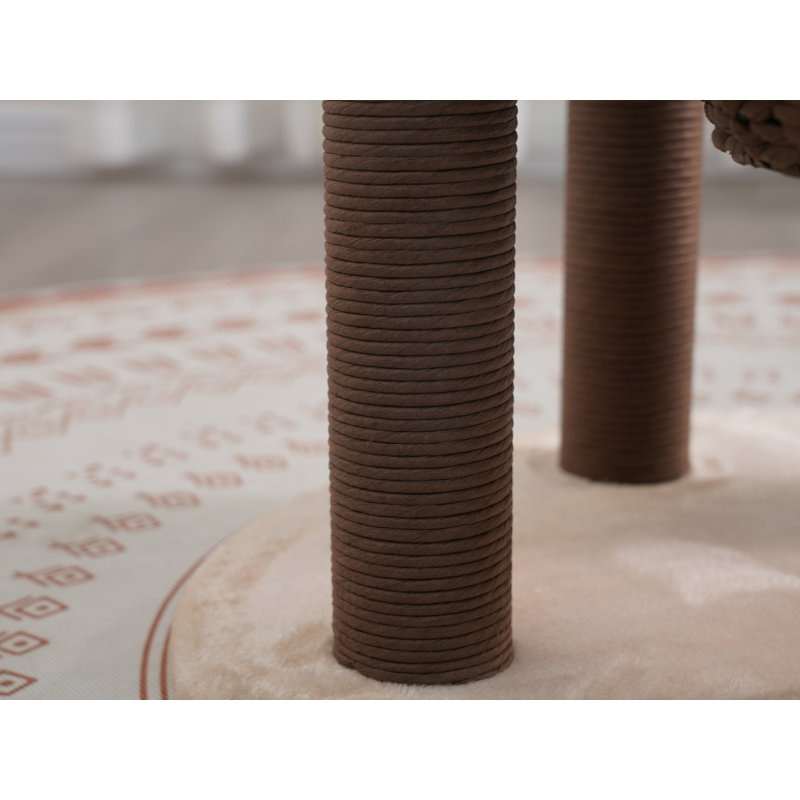 PetPals 48.5" Brown and White Sisal Cat Tree with Plush Perches