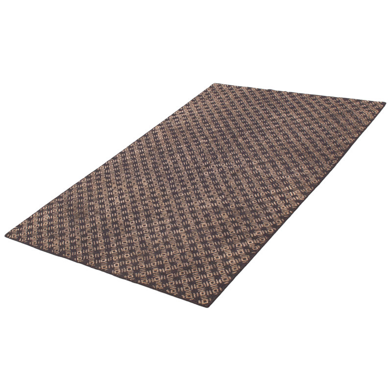 Tapis unique en laine noir kaki clair 5 pi 2 po x 7 pi 5 po Grogan