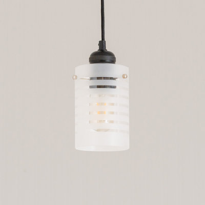 15cm H Glass Drum Lamp Shade ( Slip-On ) in Clear