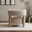 Fauteuil d'appoint rembourré en tissu bouclé avec coussin en mousse et pieds robustes en bois
