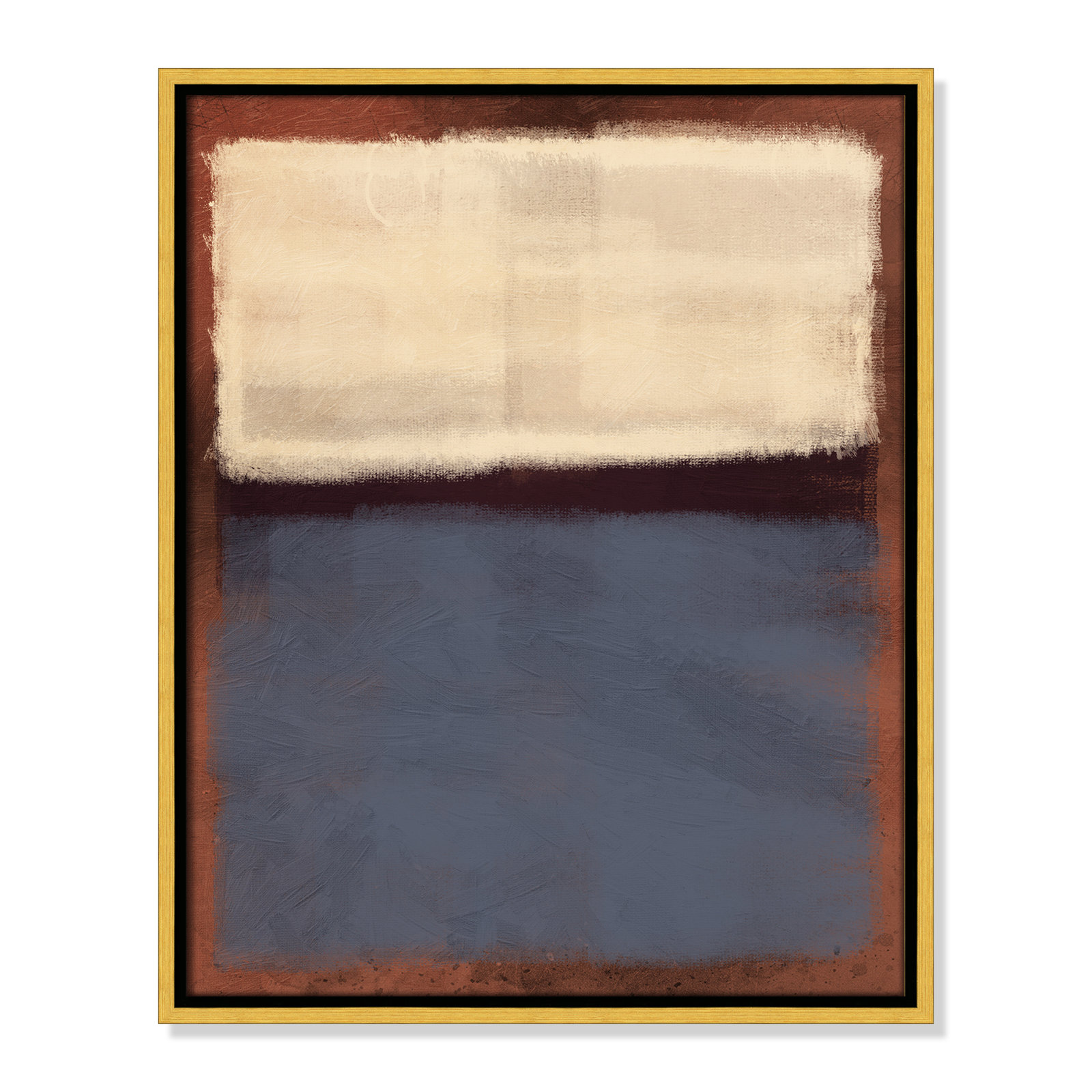 Alabaster Burst - Floater Frame Painting on Canvas, Gold Framed, 21.5" H x 17.5" W x 2" D