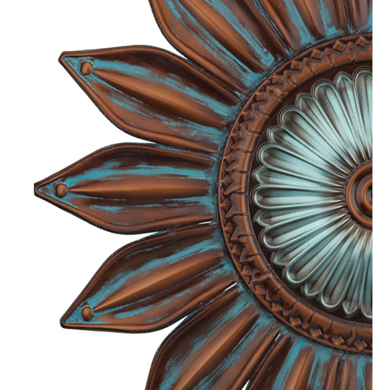 Décoration murale d'extérieur en métal 30 pouces avec finition multicolore résistante aux intempéries pour l'intérieur et l'extérieur - Bronze floral