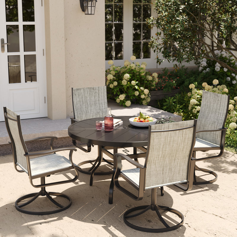 4-Piece Outdoor Dining Set – All-Metal Patio Table & Chairs for Backyard, Deck, or Patio, White