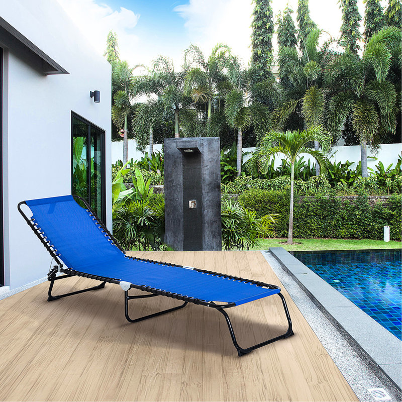 Breathable Mesh Camping Seat: 4 Reclining Folding Outdoor - Dark Blue Yard Chair: Foldable With