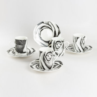 Ensemble de tasses à café en porcelaine tendre 4 pièces Rose