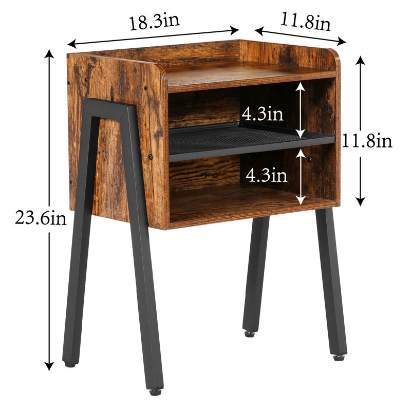 Ensemble de chambre avec lit plateforme 3 pièces Auxter, Simple, Noir/brun