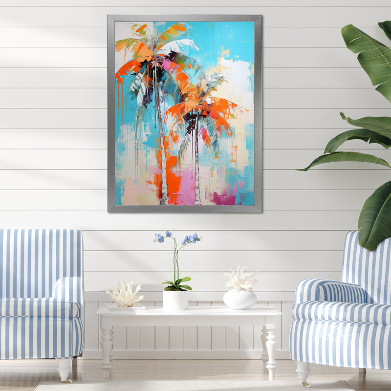 Ibarhim Palm Trees VI sur impression sur toile, Cadre photo argenté, H 32 po x l 16 po x P 1 po