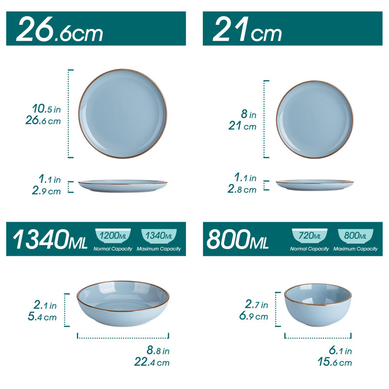 Vancasso  32 Piece Stoneware  Dinnerware Set, Blue