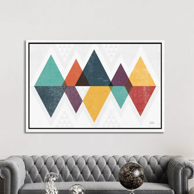 Mod Triangles II Retro 1 Piece Wall Art on Canvas