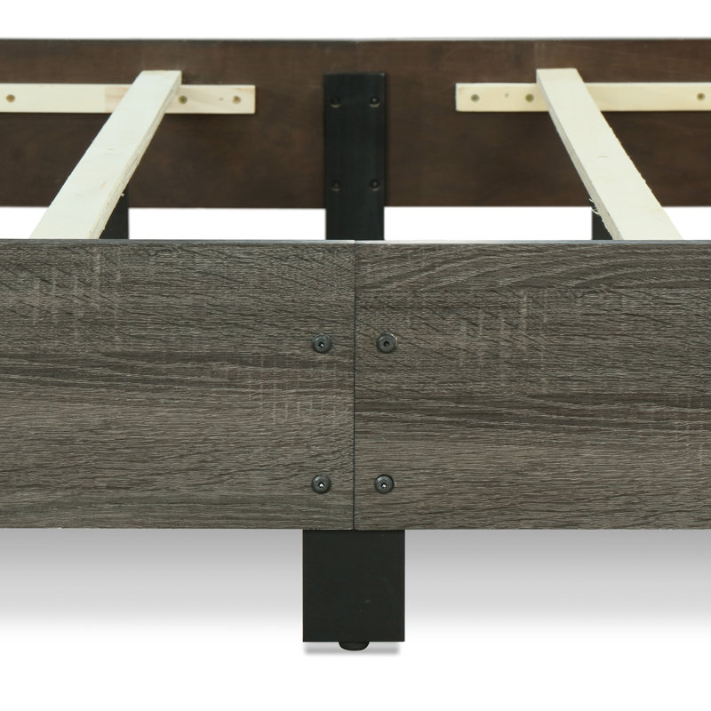 ClickDecor Kenton Panel Bed Frame with Diamond Tufted Upholstered Headboard, Gray, King
