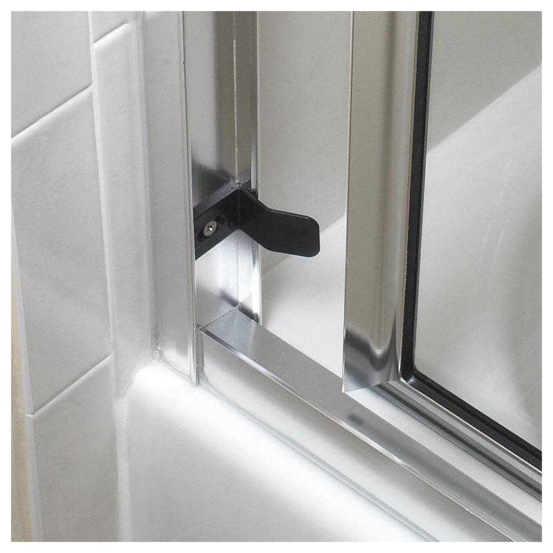 Newport Series 49" x 58" Sliding Framed Tub Door, Brite Silver (Chrome), Clear