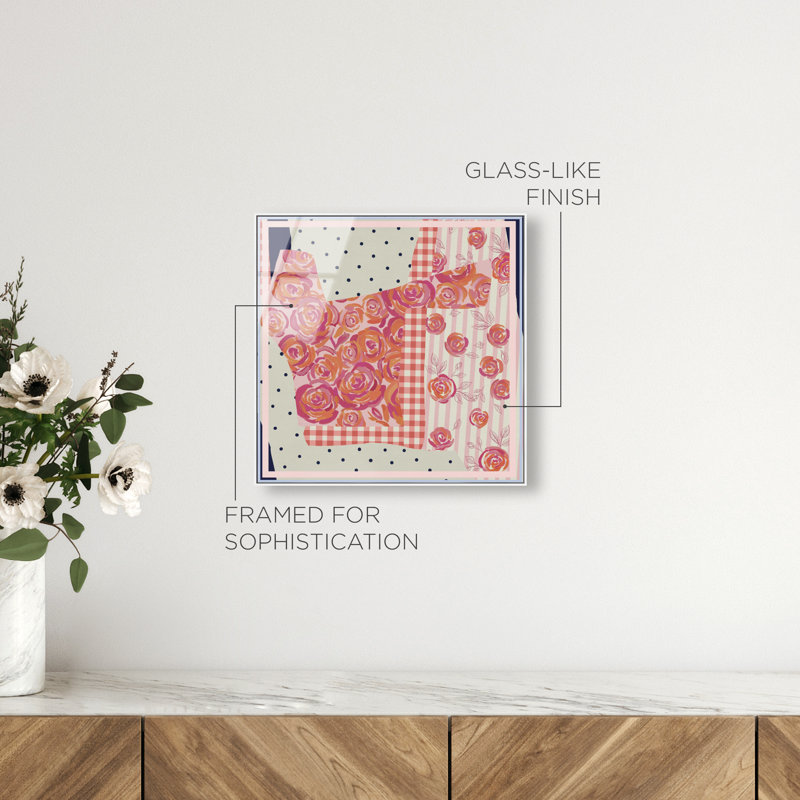 Patchwork Glam II Print by Oliver Gal, 13"H x 13"W, White Floater Frame