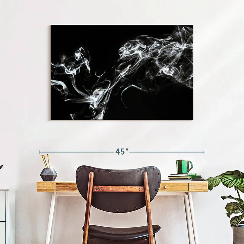 Senne fumée blanche abstraite - humeur spirituelle, H 26 po x l 39 po