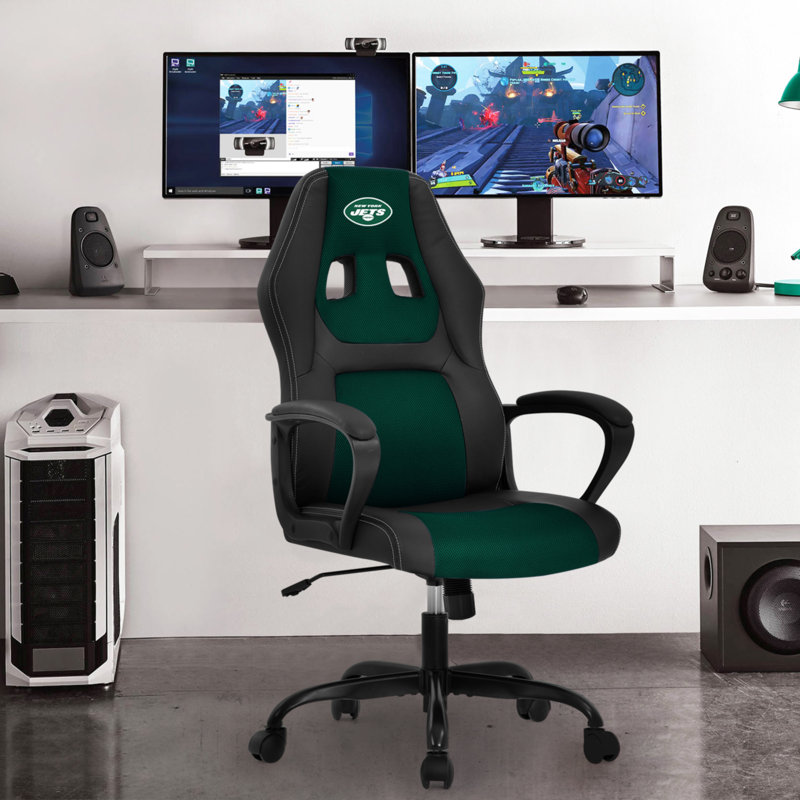 BestOffice Adjustable Ergonomic Faux Leather Swiveling PC & Racing Game Chair, New York Jets