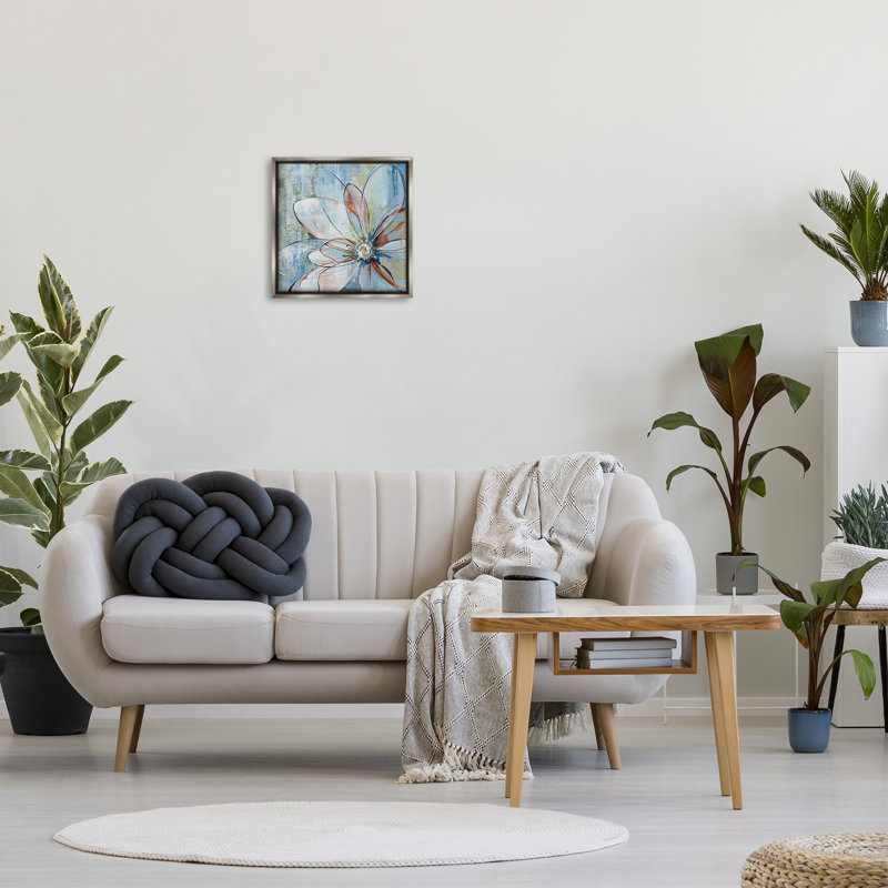 "Cadre moderne à fleurs flottantes" par Max Maxx sur toile, H 18 po x l 18 po, Cadre flottant gris lustré