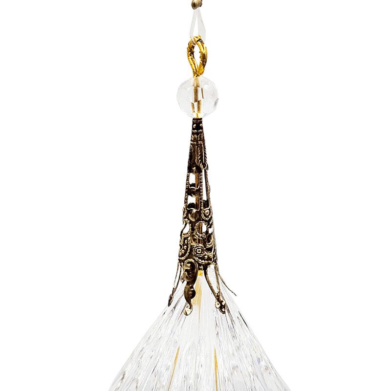 Long Acrylic Drop With Polyester Tassel Hanging Ornament Set of 12 8.7" Clear/Silver