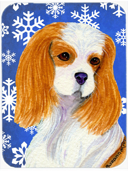 Planche à découper en verre de cavalier à aile de vacances épagneul Ashlynn, Bleu / Blanc