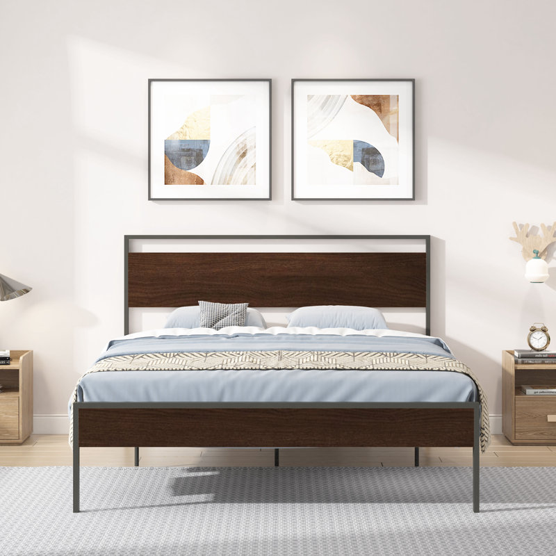 Mashud Platform Bed, Queen, Black/Walnut