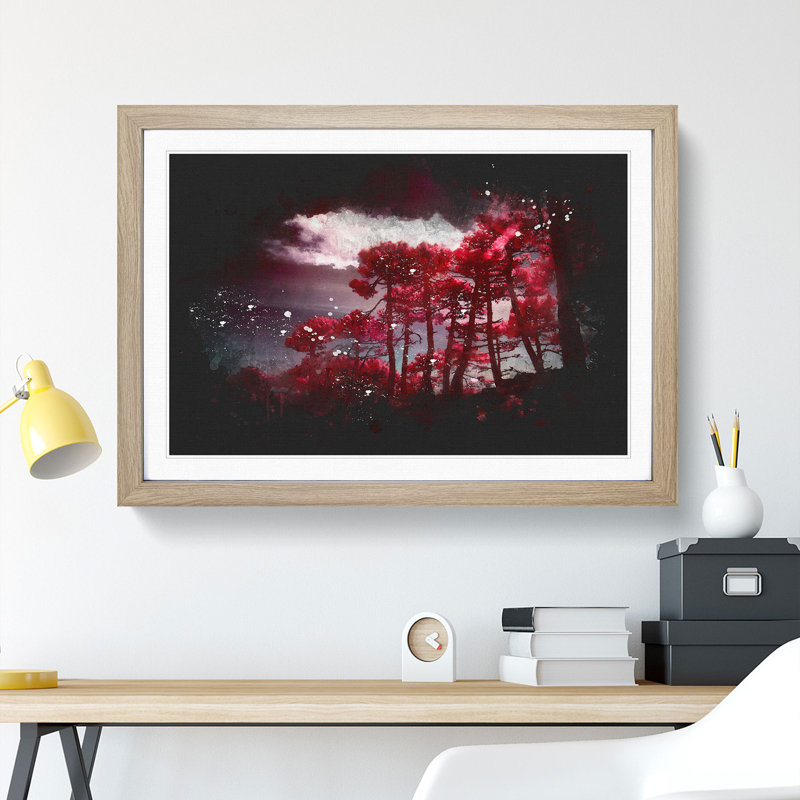 Plum Forest - Picture Frame Graphic Art Print, 45cm H x 63cm W x 2cm D, Oak Framed